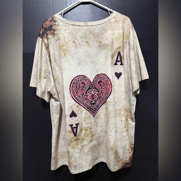 Rustic Ace of Hearts All Over Print Top NWOT - Picture 6 of 8